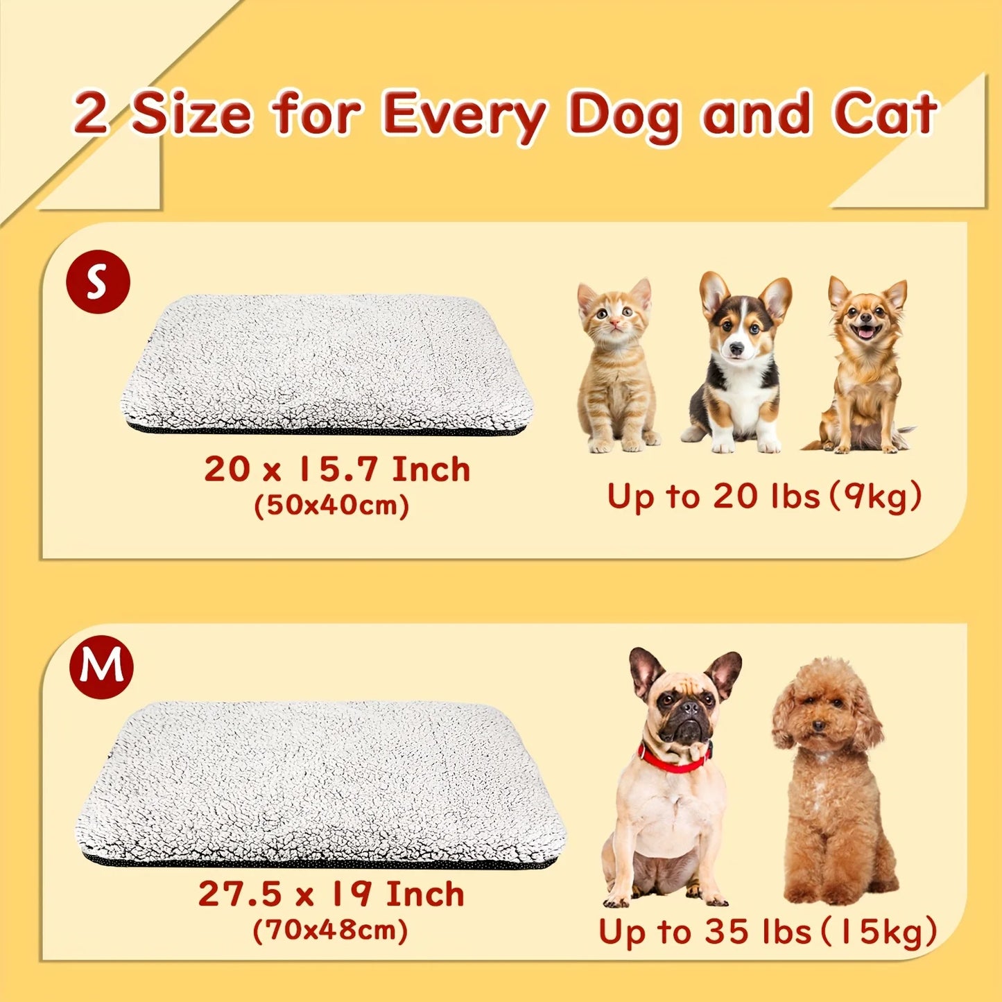Joyful Paws Self-Heating Pet Pads Blanket Puppy Pad Warm Cushion Mat for Cats Dogs Washable Pets with Thermal Body Heat Reflecting Core Pad